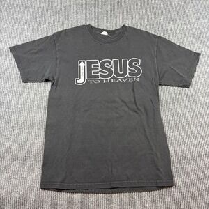 Vintage Hanes Heavyweight Shirt Men's M Jesus One Way To Heaven Black Graphic